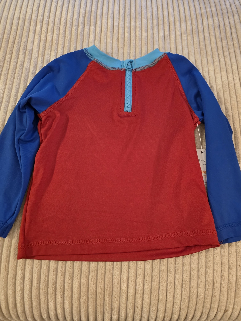 wonder nation Red Rash Guard with Blue Sleeves